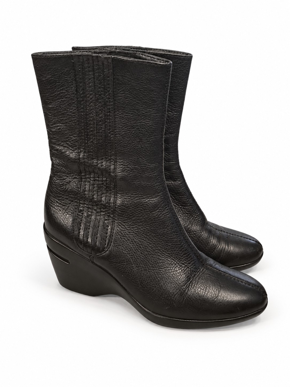 Cole Haan Black Leather Wedge Ankle Boots
